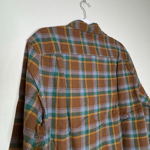 Hawker Rye Long Sleeve Flannel Button-Up Shirt Brown Green Plaid NWT Size L - Picture 6 of 10
